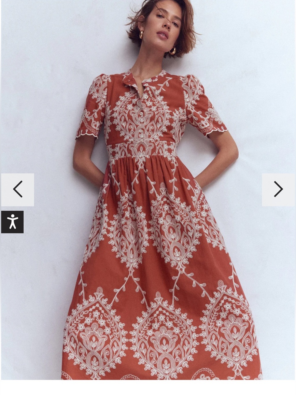 Boden Ivy Button Cotton Midi Dress size 2